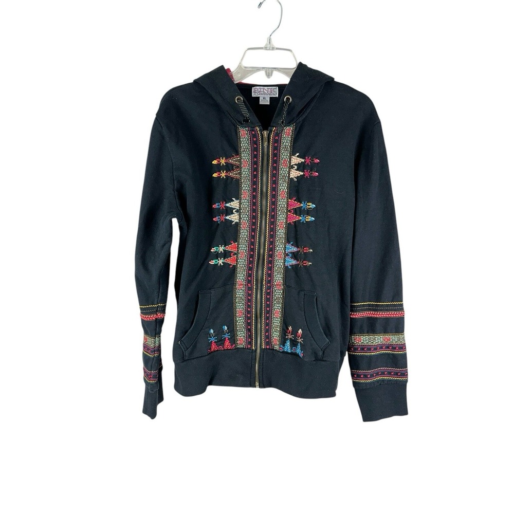 Pink Cattlelac Ranch Women's Embroidered Western Black Hoodie Jacket Sz XL